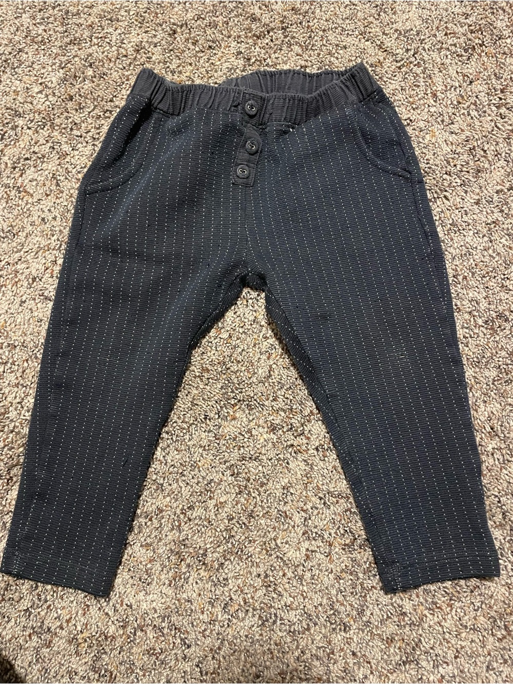 Zara Black Pinstripe Kids Knit Jogger Pants